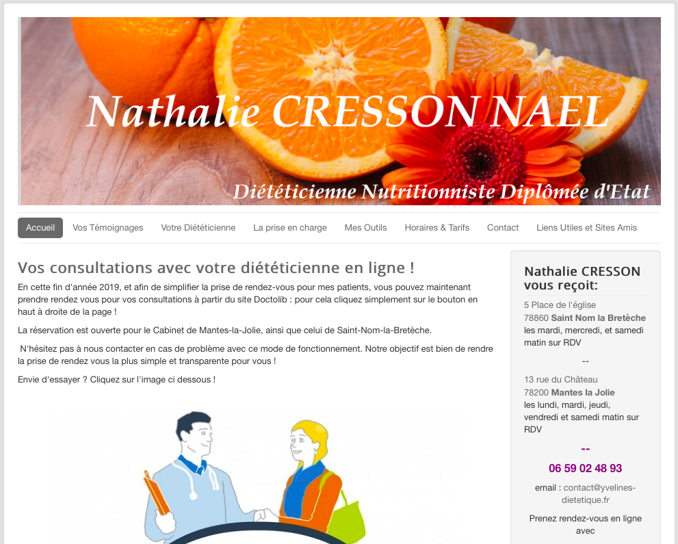 Le nouveau site web dieteticien-nael.com redirigé vers yvelines-dietetique.fr